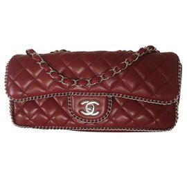 Chanel Timeless Chain Around Handtasche aus rotem Lammleder