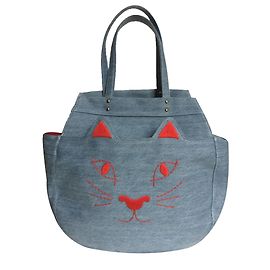 Bolso tote Kitty de denim azul Charlotte Olympia