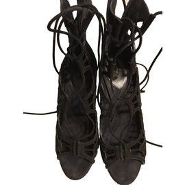 Sandali Giuseppe Zanotti Neri in Pelle di Cervo 38.5IT