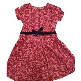 Autre Marque Jacadi Blumenkleid mit Gürtel Rot Baumwolle 6 Jahre