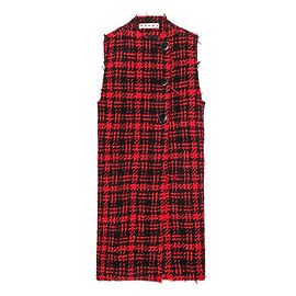 Cappotto Marni in lana a quadri nero e rosso