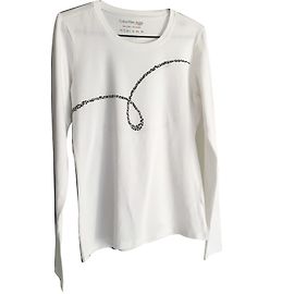 Calvin Klein Langarm T-Shirt aus Baumwolle Creme