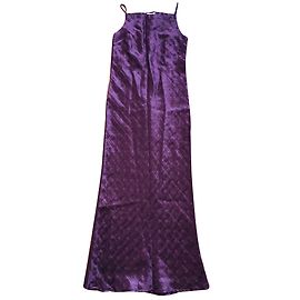 Autre Marque Caractère Damast Leinenkleid Dunkelrot