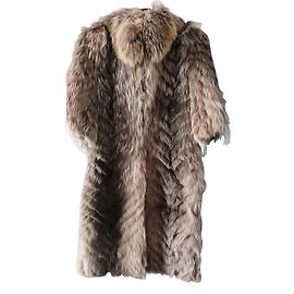 Autre Marque Abrigo de piel de zorro beige mangas 3/4