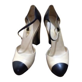 Décolleté Chanel Bicolore in Pelle Beige Nero 39.5