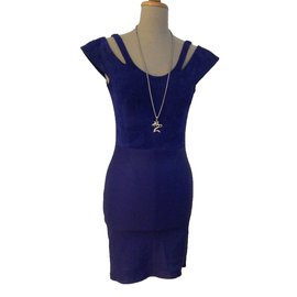 Vestido Jitrois em couro de cordeiro e nubuck azul elétrico