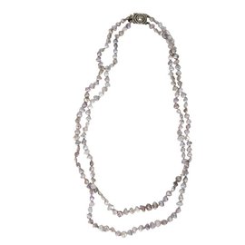 Autre Marque Collana di perle d'acqua dolce grigie barocche 2 fili