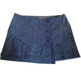 Minifalda tipo envolvente Kenzo gris oscuro algodón lana