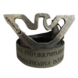 Cinturón Emporio Armani de cuero negro y gris