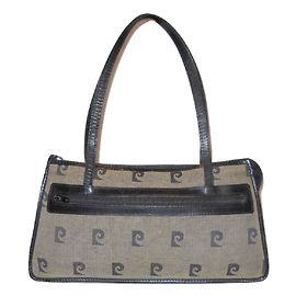 Borsa a spalla Pierre Cardin blu P allover in tessuto e pelle