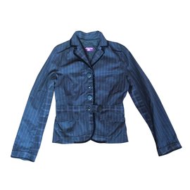 Chaqueta One Step de algodón negra con rayas moradas Talla 38 - One step