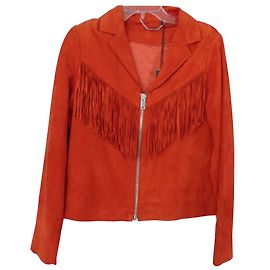 Ikks Lederjacke in Rot mit Fransen Größe L