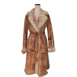 Abrigo Texas de piel de cordero beige taupe - Autre Marque