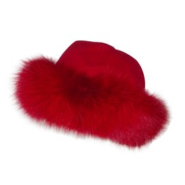 BAYA Hut Olga Rot aus Wolle Kaschmir und Fuchsfell - Autre Marque
