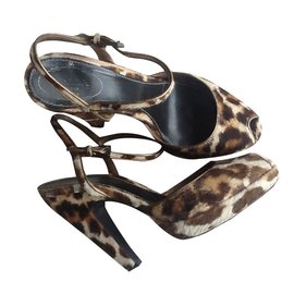 Prada Leopard Print Exotic Leather Pumps 36.5