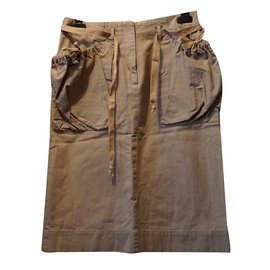 Falda recta Isabel Marant de algodón caqui