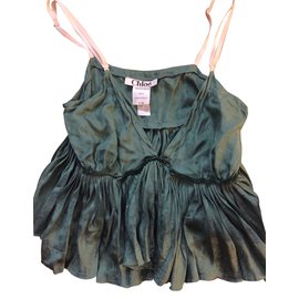 Top de seda Chloé caqui