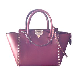 Borsa piccola Valentino Garavani Rockstud in pelle rosso scuro