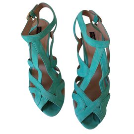 Zara Sandalen Türkis Wildleder 41