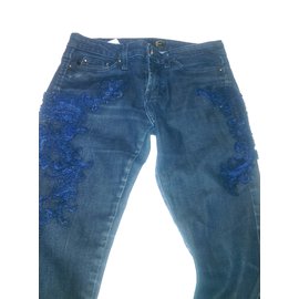 Just Cavalli bestickte Jeans Blau