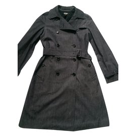 Gabardina Dkny Azul Gris de Algodón