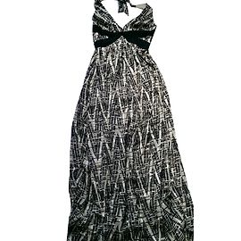 Bcbg Max Azria Seiden Kleid trägerlos rückenfrei schwarz beige
