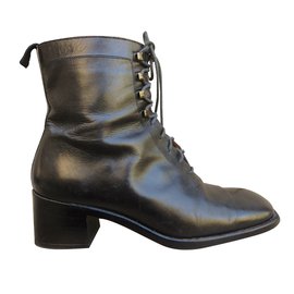 Sartore Leder Stiefeletten Schwarz