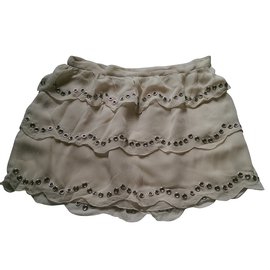 Minifalda Maje Tangible color crema de viscosa