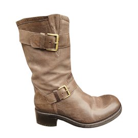 Stivaletti Free Lance Biker 4 Mid Strap in pelle taupe