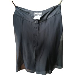Falda Chanel de seda negra XS
