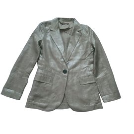 Comptoir Des Cotonniers Jacke aus grünem metallischem Leinen