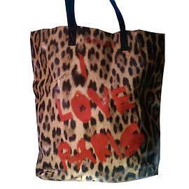 Sac Cabas Roberto Cavalli Imprimé Léopard Toile Love Paris