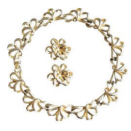 Autre Marque Collana e orecchini con clip placcati oro vintage