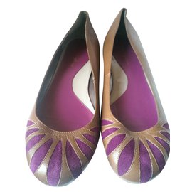 Ballerine Mellow Yellow in pelle marrone e rosa fucsia