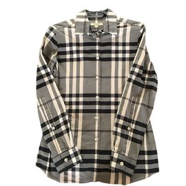 Camisa Burberry Tartán Gris de Algodón