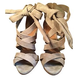 Autre Marque Sandali SHUTZ Grigio in Pelle di Cervo 10 cm