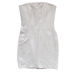 Givenchy Trägerloses Kleid mit Fransen und Goldpunkten Baumwolle