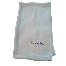 Pañuelo Christian Dior de seda blanco roto con rayas