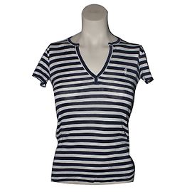 Top a rayas Ralph Lauren Sport blanco y azul algodón M