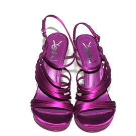 Sandales Yves Saint Laurent Fuchsia en tissu