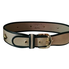 Sandro Gürtel Beige Wildleder und Marineblau
