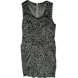 Gerard Darel Seidenkleid bedruckt beige und schwarz