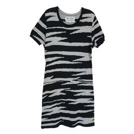 Jc De Castelbajac Kleid aus schwarzem Baumwolljersey mit Lurex