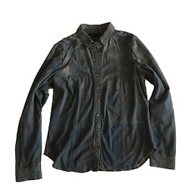 Goosecraft Blue Deerskin Suede Shirt Size M