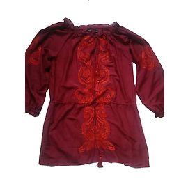 Blusa Antik Batik Aroma de seda y algodón rojo