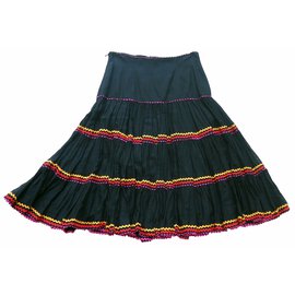 Falda Kenzo negra y multicolor de algodón