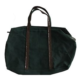 Borsa tote Vanessa Bruno in tela verde con paillettes nere
