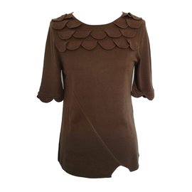 Top Maje Marrón de Jersey de Viscosa