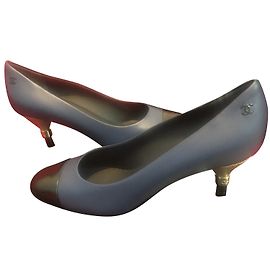 Scarpe basse Chanel in pelle blu taglia 37.5