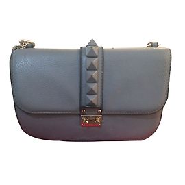 Borsa a mano Valentino Glam Lock in pelle martellata grigia